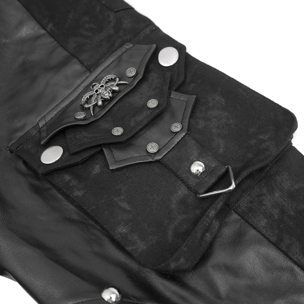 Pantalon 'Haboolm' En Jean Et Simili Cuir Noirs 16 Pantalon 'Haboolm' En Jean Et Simili Cuir Noirs â Image 14