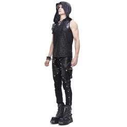 Pantalon 'Haboolm' En Jean Et Simili Cuir Noirs 22 Pantalon 'Haboolm' En Jean Et Simili Cuir Noirs -Magasin De Mode pantalon haboolm en jean et simili cuir noirs 2