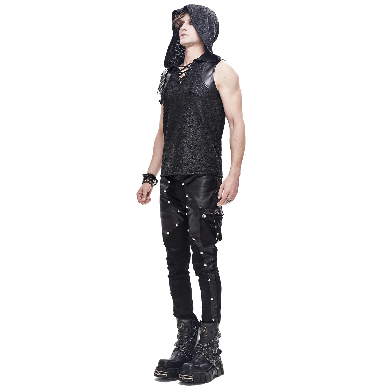 Pantalon 'Haboolm' En Jean Et Simili Cuir Noirs 5 Pantalon 'Haboolm' En Jean Et Simili Cuir Noirs â Image 3