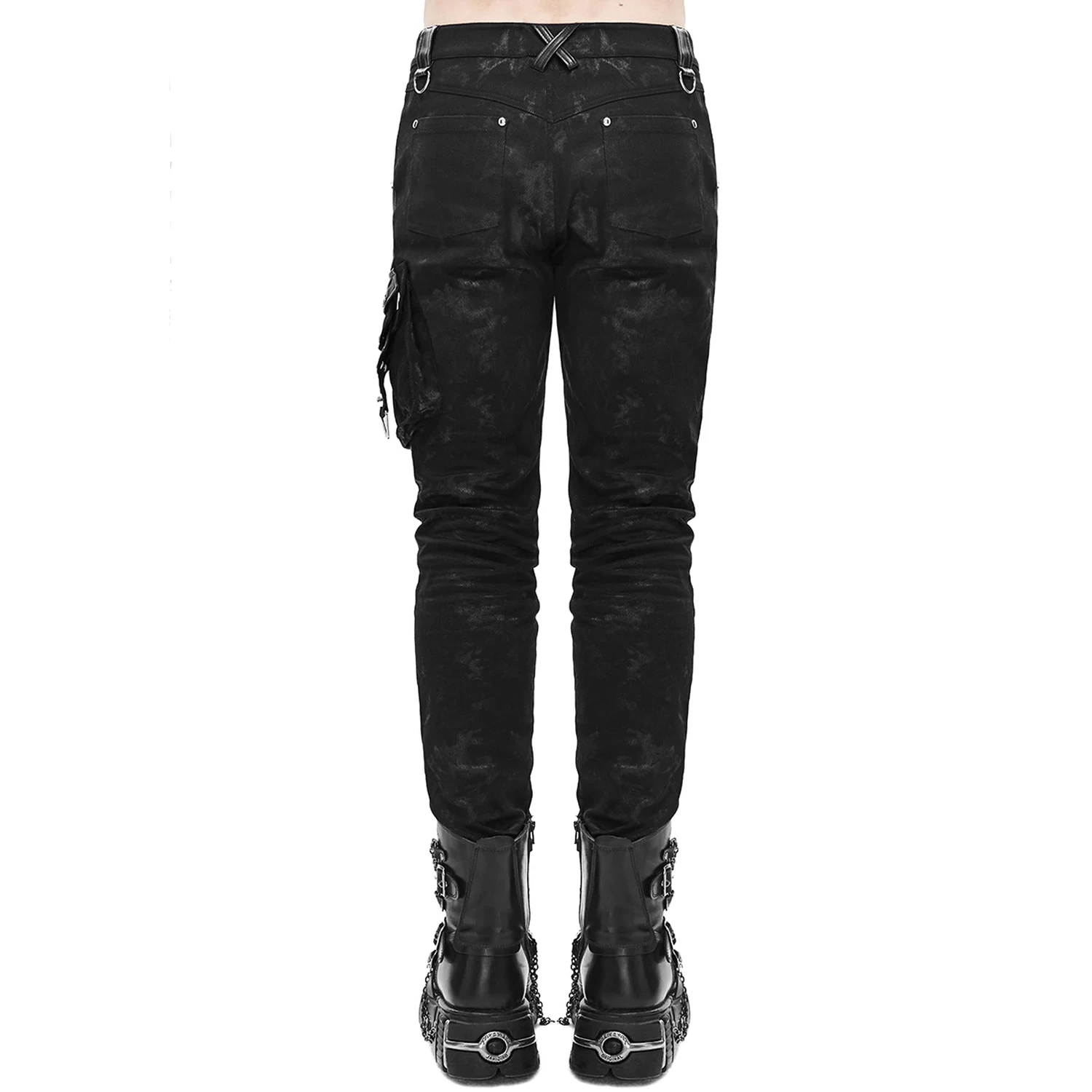 Pantalon 'Haboolm' En Jean Et Simili Cuir Noirs 9 Pantalon 'Haboolm' En Jean Et Simili Cuir Noirs â Image 7