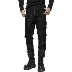 Pantalon 'Punk Broken Hole Net' Noir