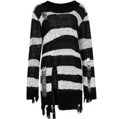 Pull 'Dark Doll' à Rayures Noires Et Blanches