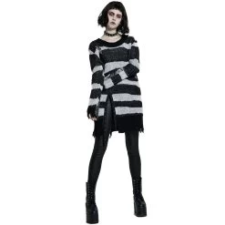 Pull 'Dark Doll' à Rayures Noires Et Blanches 31 Pull 'Dark Doll' à Rayures Noires Et Blanches -Magasin De Mode pull dark doll a rayures noires et blanches 9