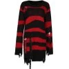 Pull 'Dark Doll' à Rayures Rouges Et Noires -Magasin De Mode pull dark doll a rayures rouges et noires