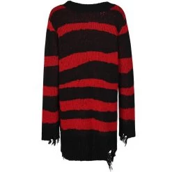 Pull 'Dark Doll' à Rayures Rouges Et Noires -Magasin De Mode pull dark doll a rayures rouges et noires 13