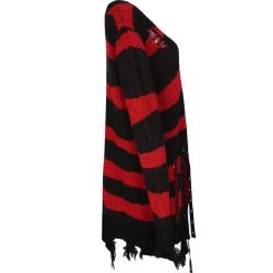 Pull 'Dark Doll' à Rayures Rouges Et Noires -Magasin De Mode pull dark doll a rayures rouges et noires 14