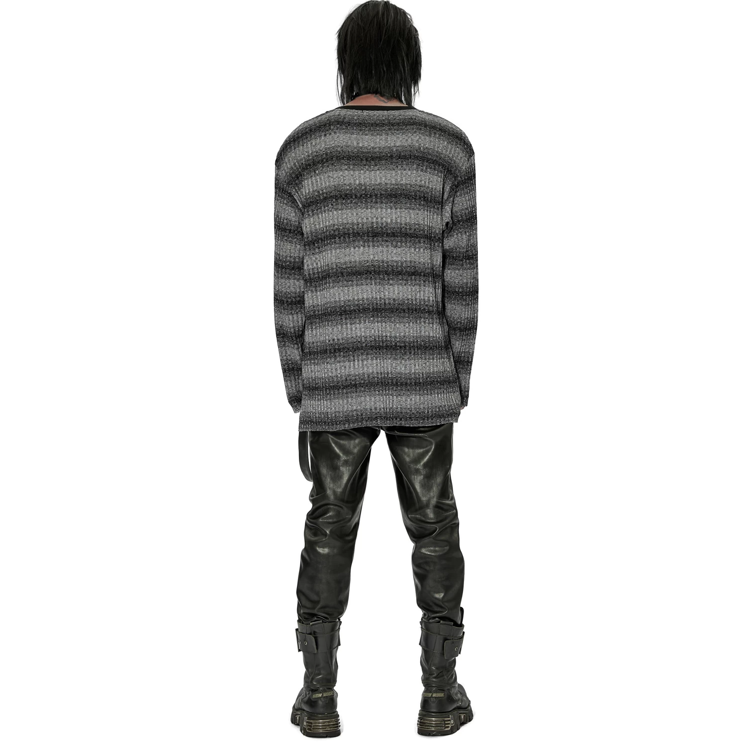 Pull 'Pagan' Rayé Gris Et Noir 8 Pull 'Pagan' Rayé Gris Et Noir – Image 6