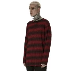 Pull 'Pagan' Rayé Rouge Et Noir -Magasin De Mode pull pagan raye rouge et noir 3