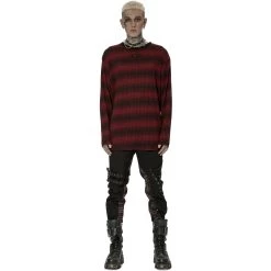 Pull 'Pagan' Rayé Rouge Et Noir -Magasin De Mode pull pagan raye rouge et noir 4