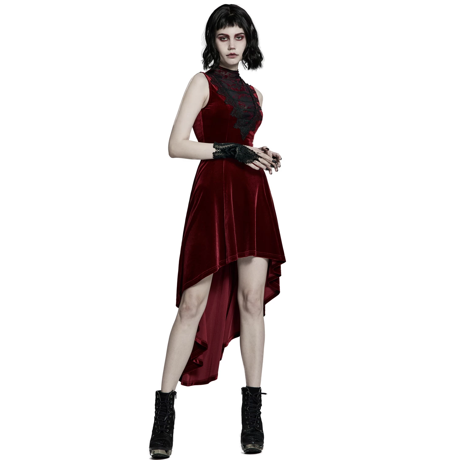 Robe Asymétrique 'Bara' En Velours Rouge 4 Robe Asymétrique 'Bara' En Velours Rouge – Image 2