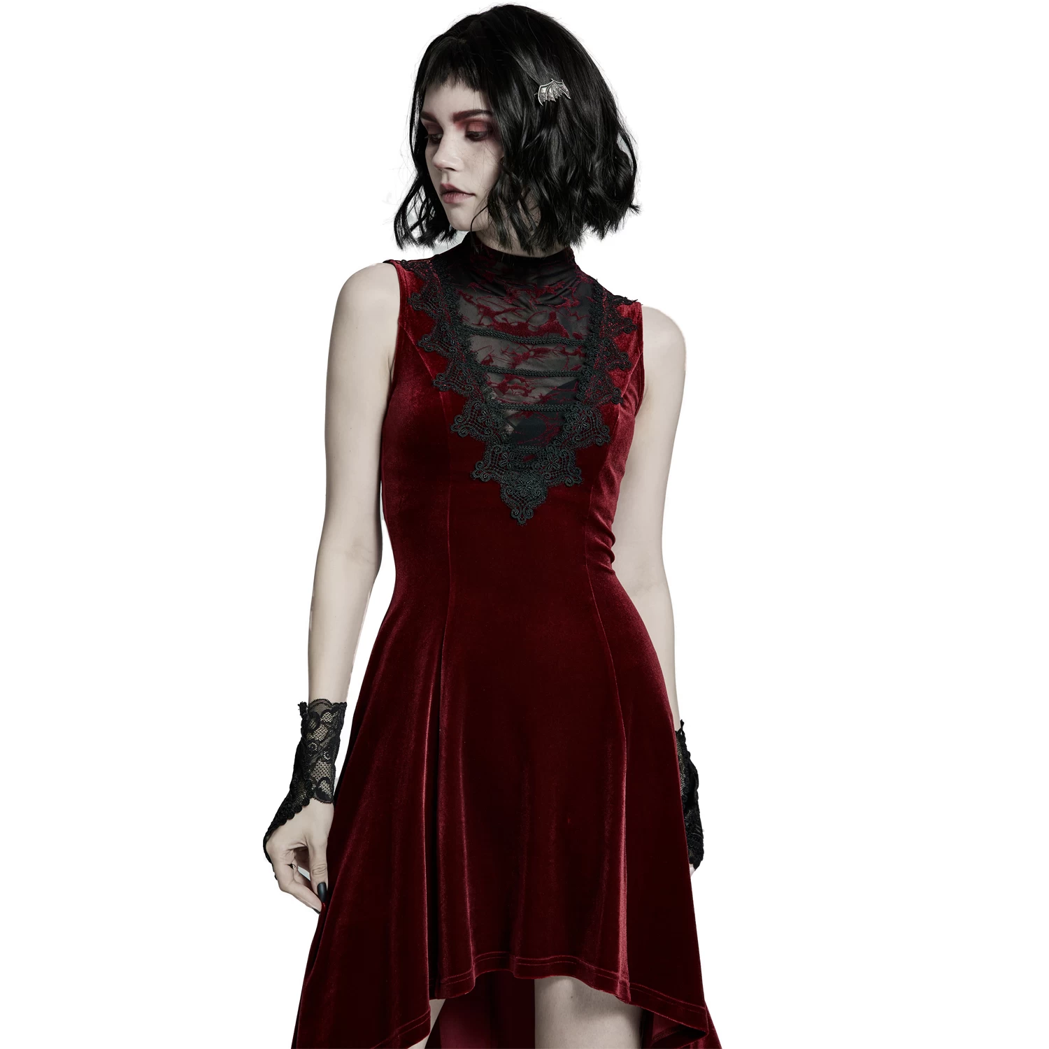 Robe Asymétrique 'Bara' En Velours Rouge 13 Robe Asymétrique 'Bara' En Velours Rouge – Image 11