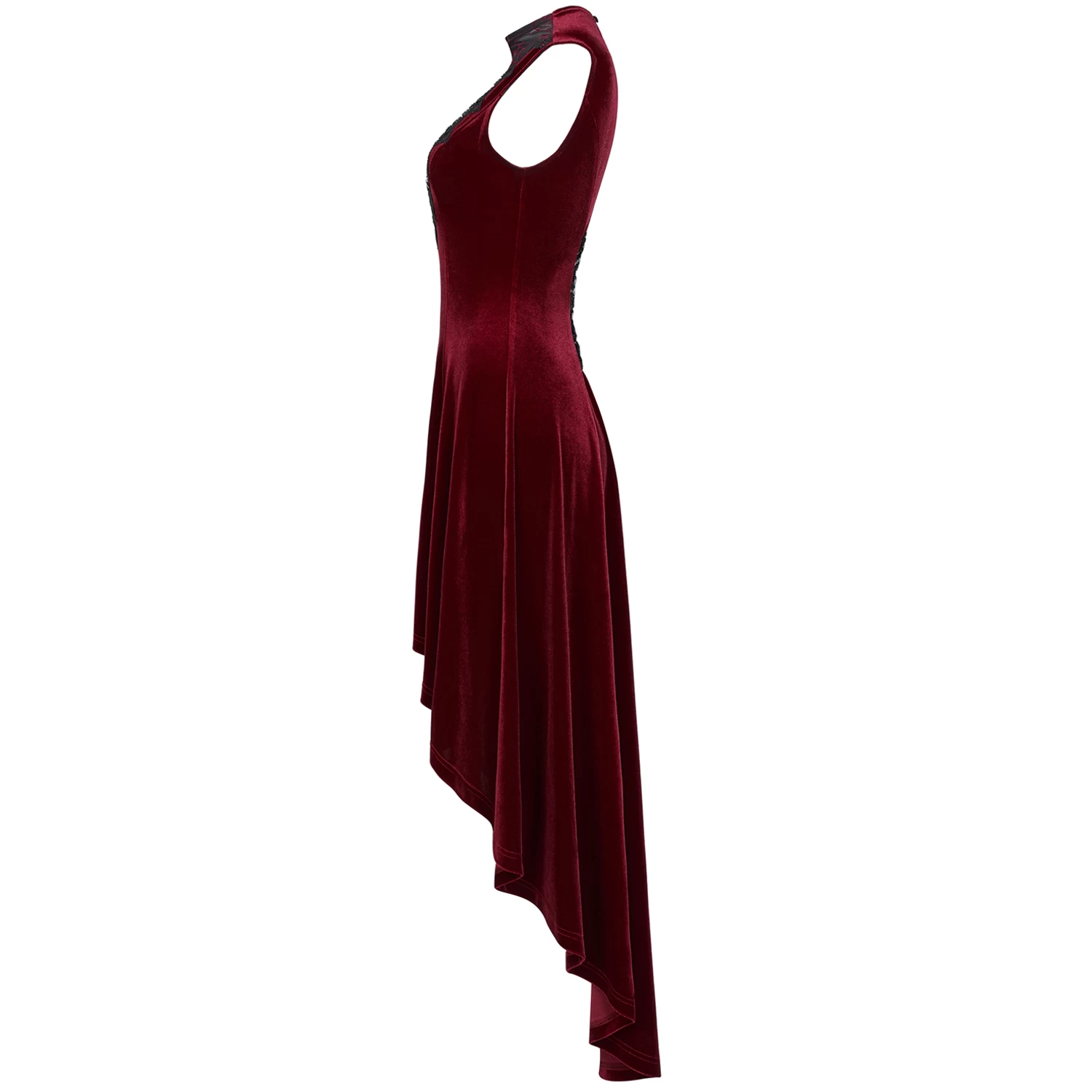 Robe Asymétrique 'Bara' En Velours Rouge 16 Robe Asymétrique 'Bara' En Velours Rouge – Image 14