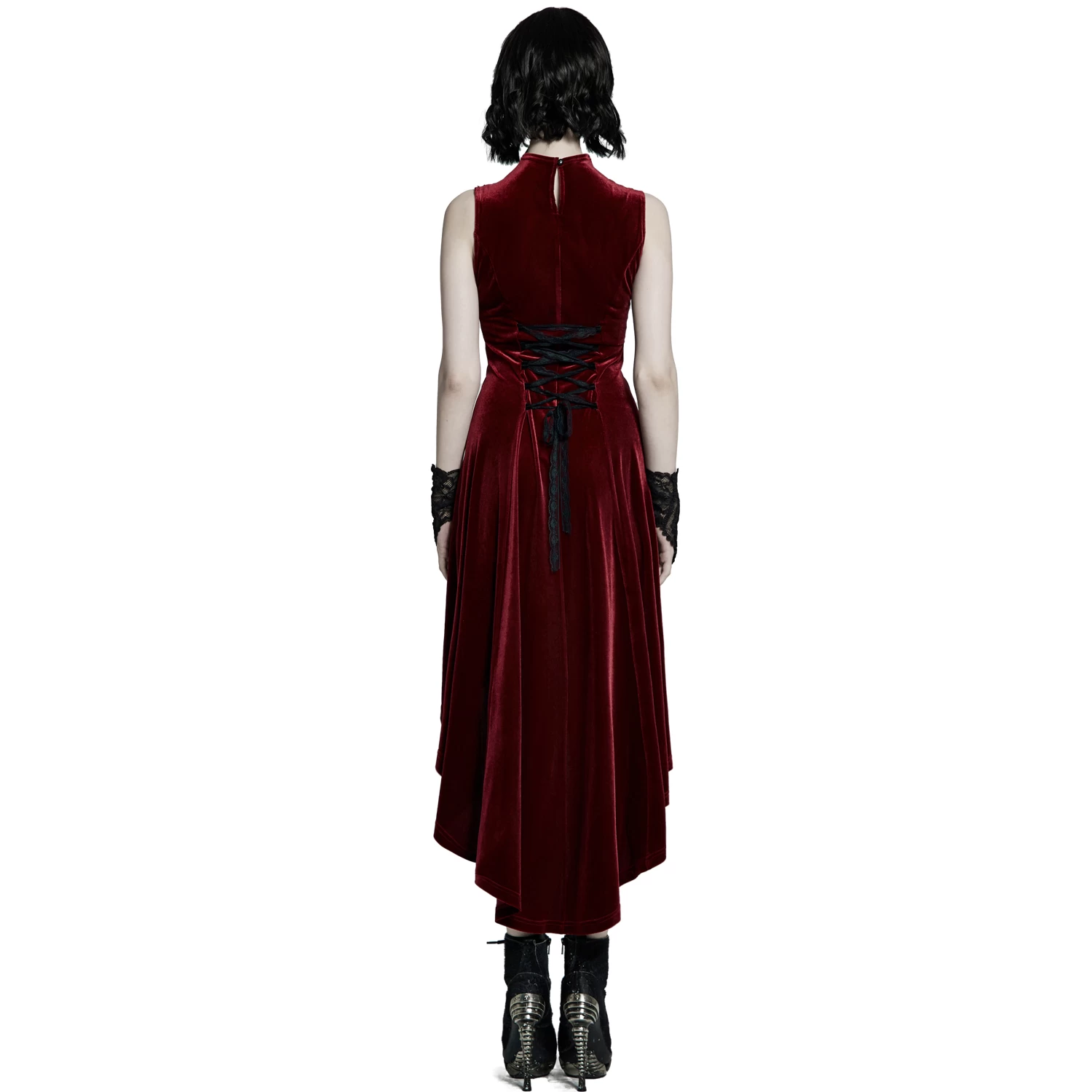 Robe Asymétrique 'Bara' En Velours Rouge 5 Robe Asymétrique 'Bara' En Velours Rouge – Image 3