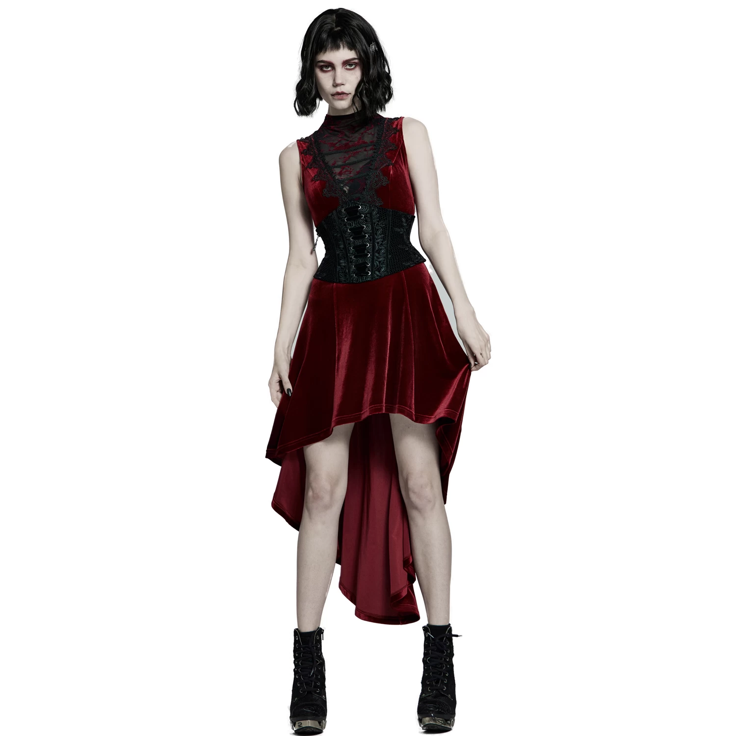 Robe Asymétrique 'Bara' En Velours Rouge 11 Robe Asymétrique 'Bara' En Velours Rouge – Image 9