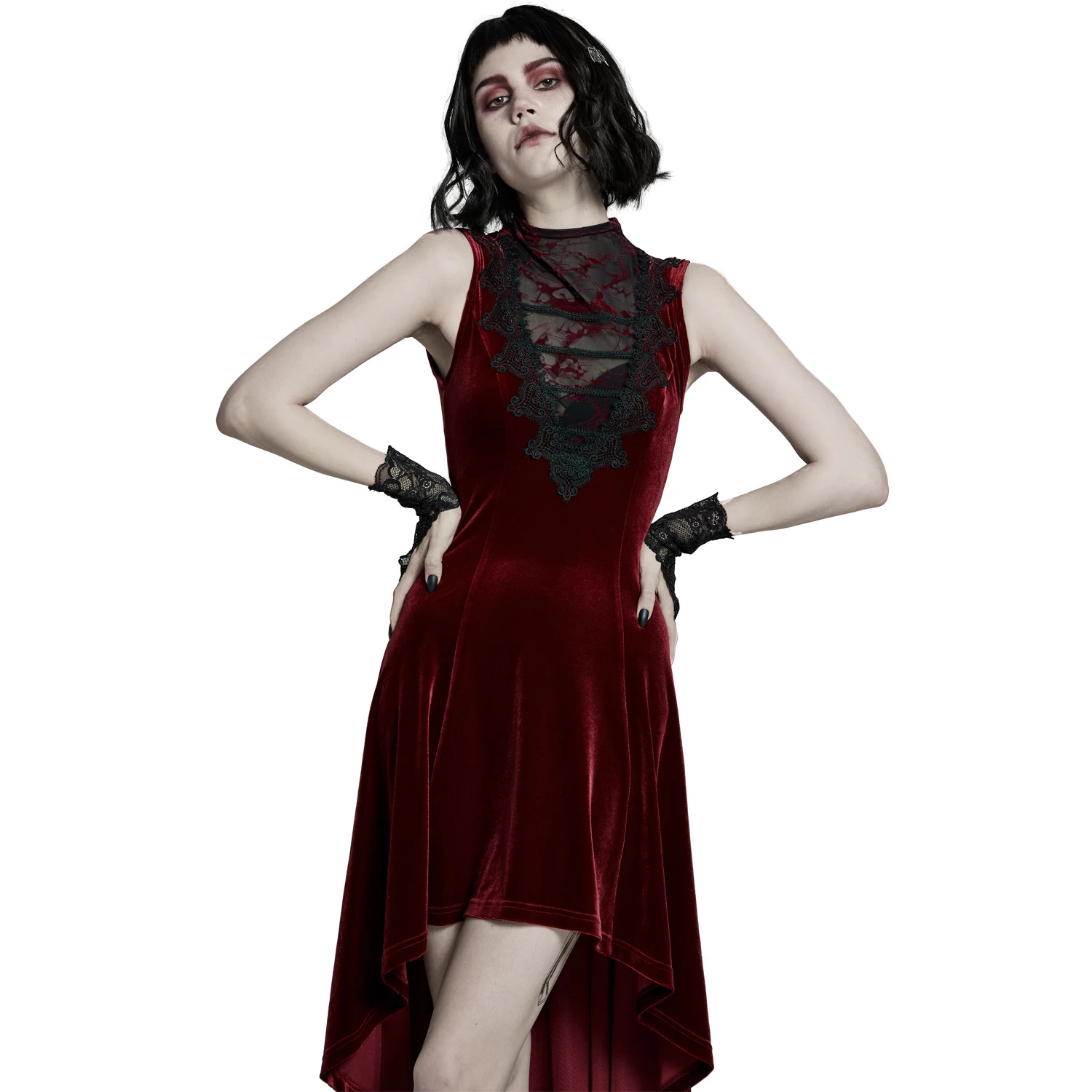 Robe Asymétrique 'Bara' En Velours Rouge 12 Robe Asymétrique 'Bara' En Velours Rouge – Image 10