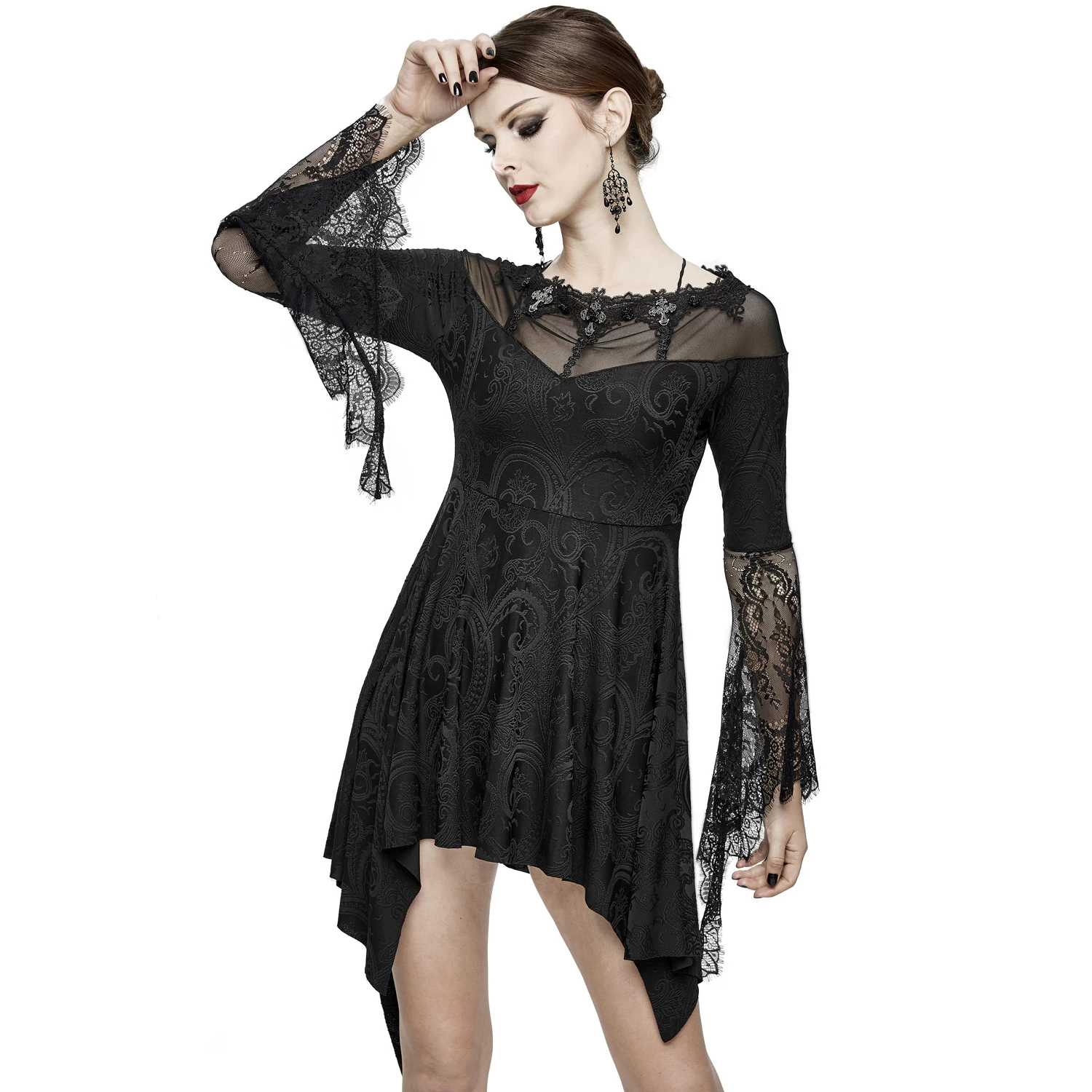 Robe Asymétrique 'Esmerée' En Dentelle Et Jacquard... 4 Robe Asymétrique 'Esmerée' En Dentelle Et Jacquard... – Image 2