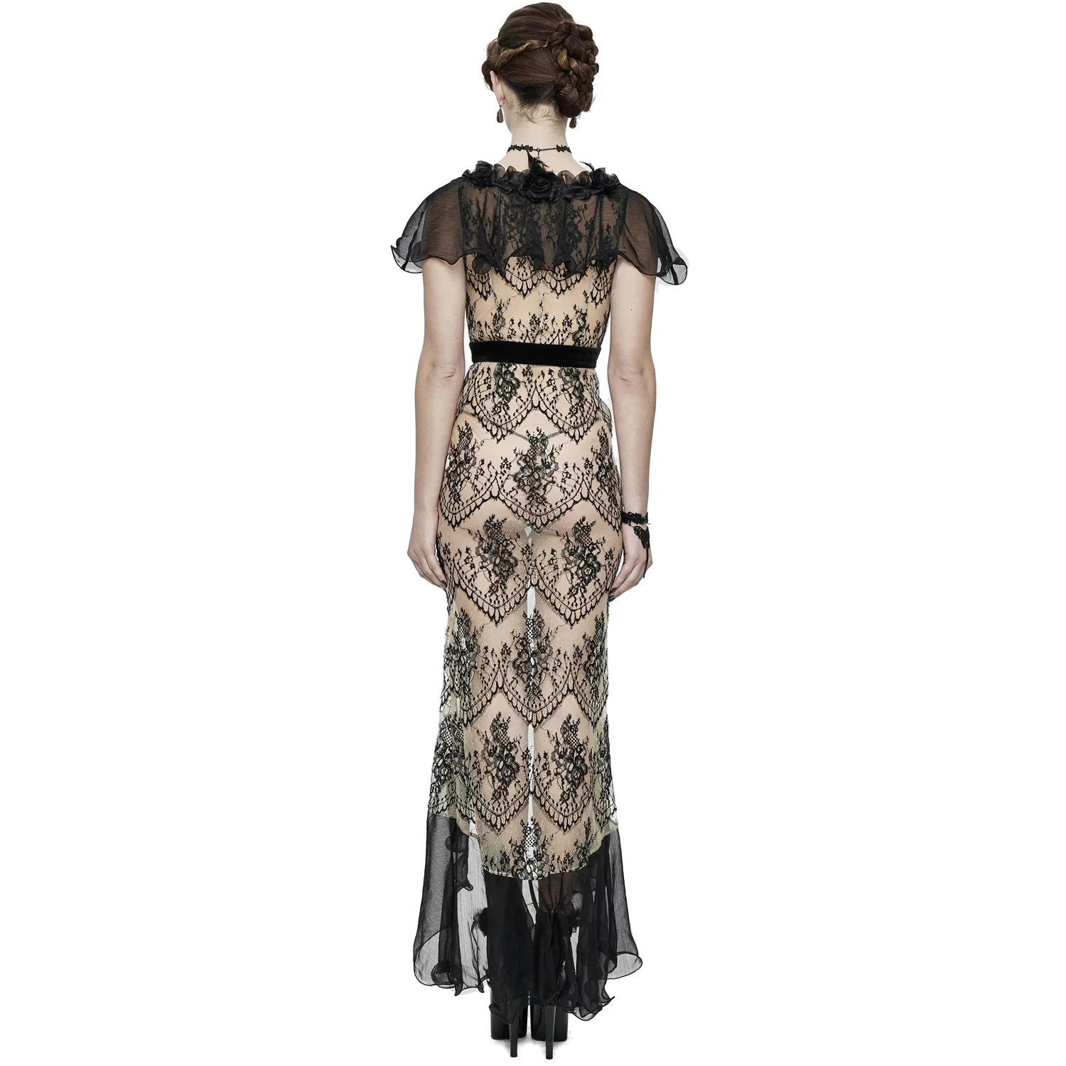 Robe Longue En Dentelle Transparente Et Mousseline... 5 Robe Longue En Dentelle Transparente Et Mousseline... – Image 3