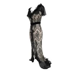 Robe Longue En Dentelle Transparente Et Mousseline... 23 Robe Longue En Dentelle Transparente Et Mousseline... -Magasin De Mode robe longue en dentelle transparente et mousseline noire 8