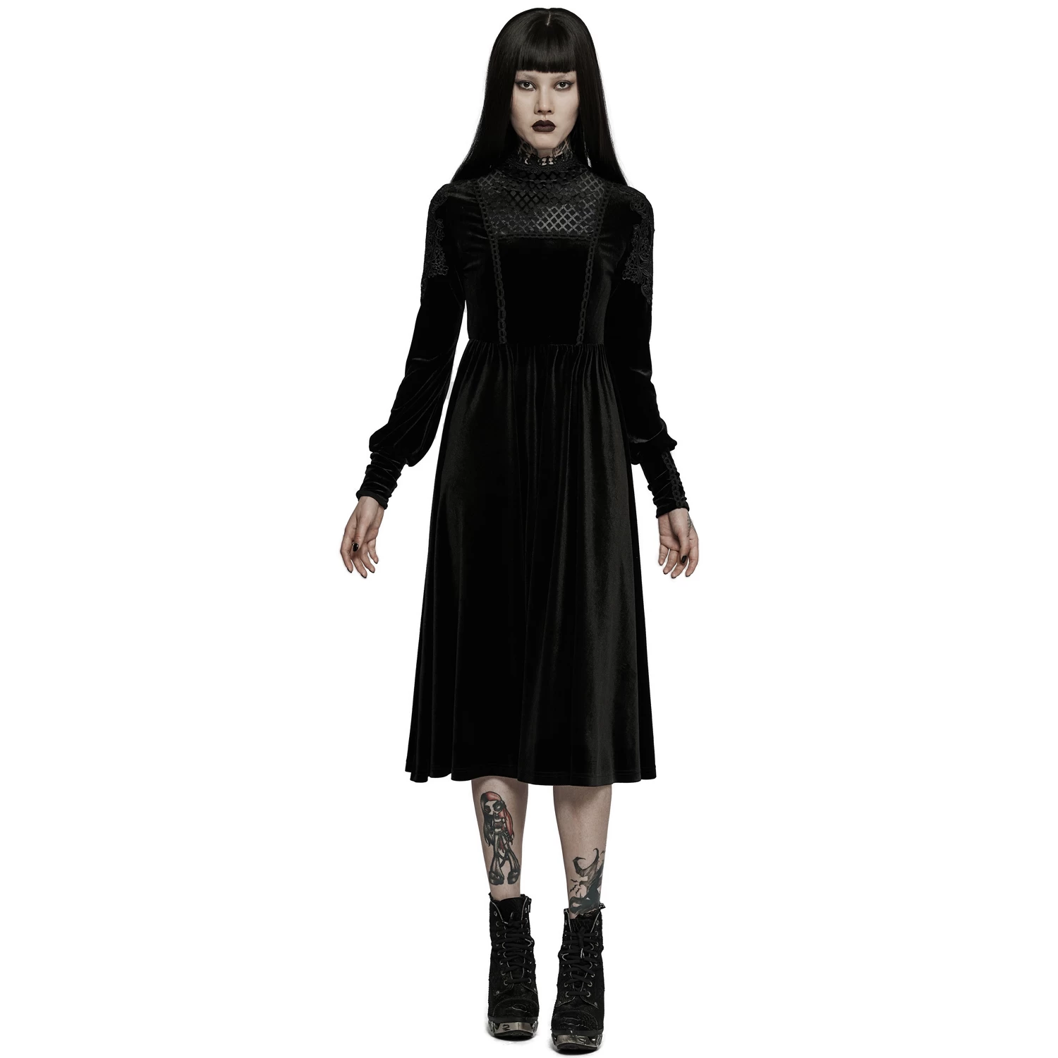 Robe Taille Haute 'Carridwen' En Velours Noir 4 Robe Taille Haute 'Carridwen' En Velours Noir â Image 2