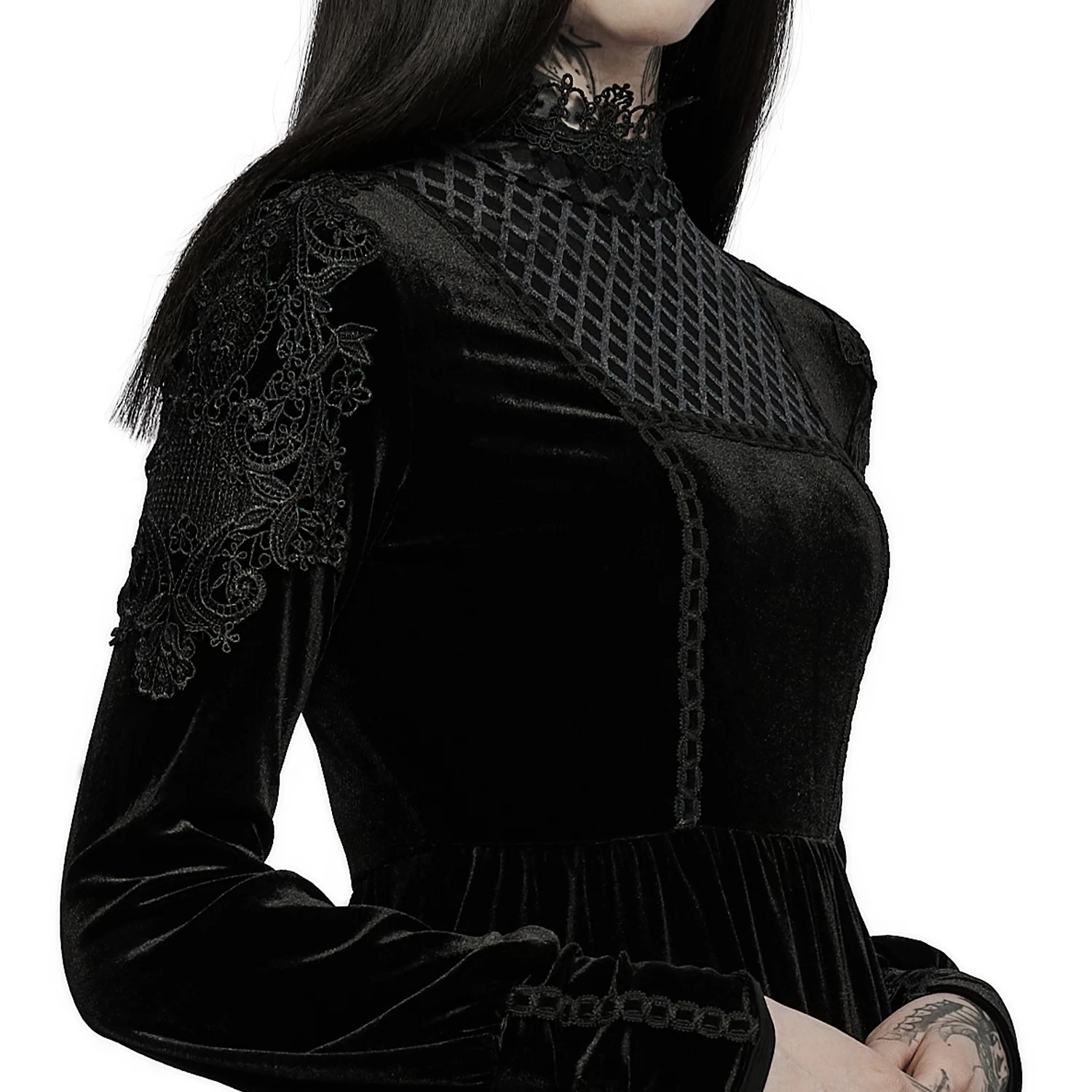 Robe Taille Haute 'Carridwen' En Velours Noir 9 Robe Taille Haute 'Carridwen' En Velours Noir â Image 7