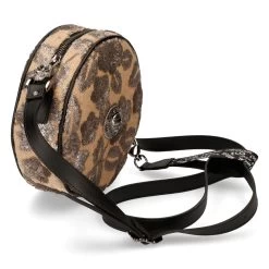 NEW ROCK Sac à Bandoulière Rond Beige à Fleurs -Magasin De Mode sac a bandouliere rond beige a fleurs 4