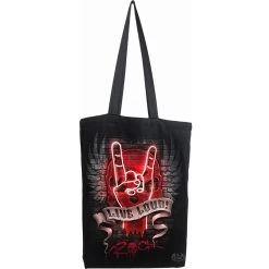 Sac Fourre-Tout 'Live Loud' En Coton Noir 8 Sac Fourre-Tout 'Live Loud' En Coton Noir -Magasin De Mode sac fourre tout live loud en coton noir 2