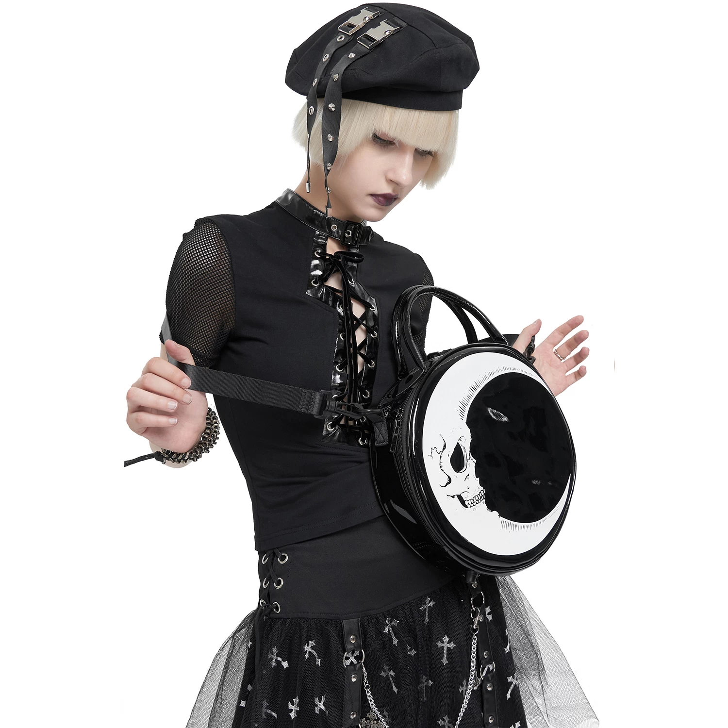 Sac Rond 'Skull Moon' Noir Et Blanc 4 Sac Rond 'Skull Moon' Noir Et Blanc â Image 2