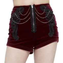 Short 'Artemis' En Velours Bordeaux -Magasin De Mode short artemis en velours bordeaux 8