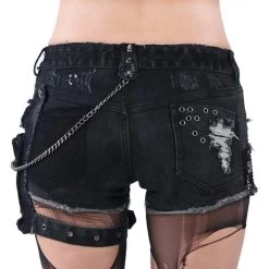 Short 'Mad Girl' En Denim Noir -Magasin De Mode short mad girl en denim noir 3
