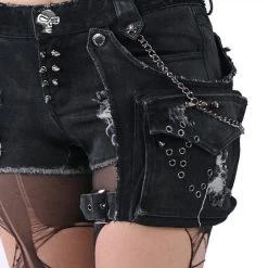 Short 'Mad Girl' En Denim Noir -Magasin De Mode short mad girl en denim noir 5