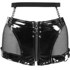 Short Sexy 'Fetishista' En Simili Cuir Noir -Magasin De Mode short sexy fetishista en simili cuir noir 11