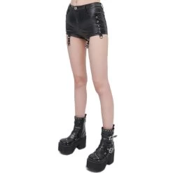 Short Sexy 'Pentagram' En Simili Cuir Noir -Magasin De Mode short sexy pentagram en simili cuir noir 10