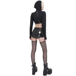 Short Sexy 'Pentagram' En Simili Cuir Noir -Magasin De Mode short sexy pentagram en simili cuir noir 3
