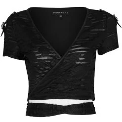 T-Shirt à Manches Courtes 'Punk Bandage' Noir