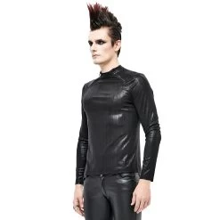 T-Shirt à Manches Longues 'Cyber Punk' Noir Brillant -Magasin De Mode t shirt a manches longues cyber punk noir brillant 3