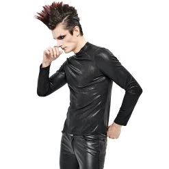 T-Shirt à Manches Longues 'Cyber Punk' Noir Brillant -Magasin De Mode t shirt a manches longues cyber punk noir brillant 5