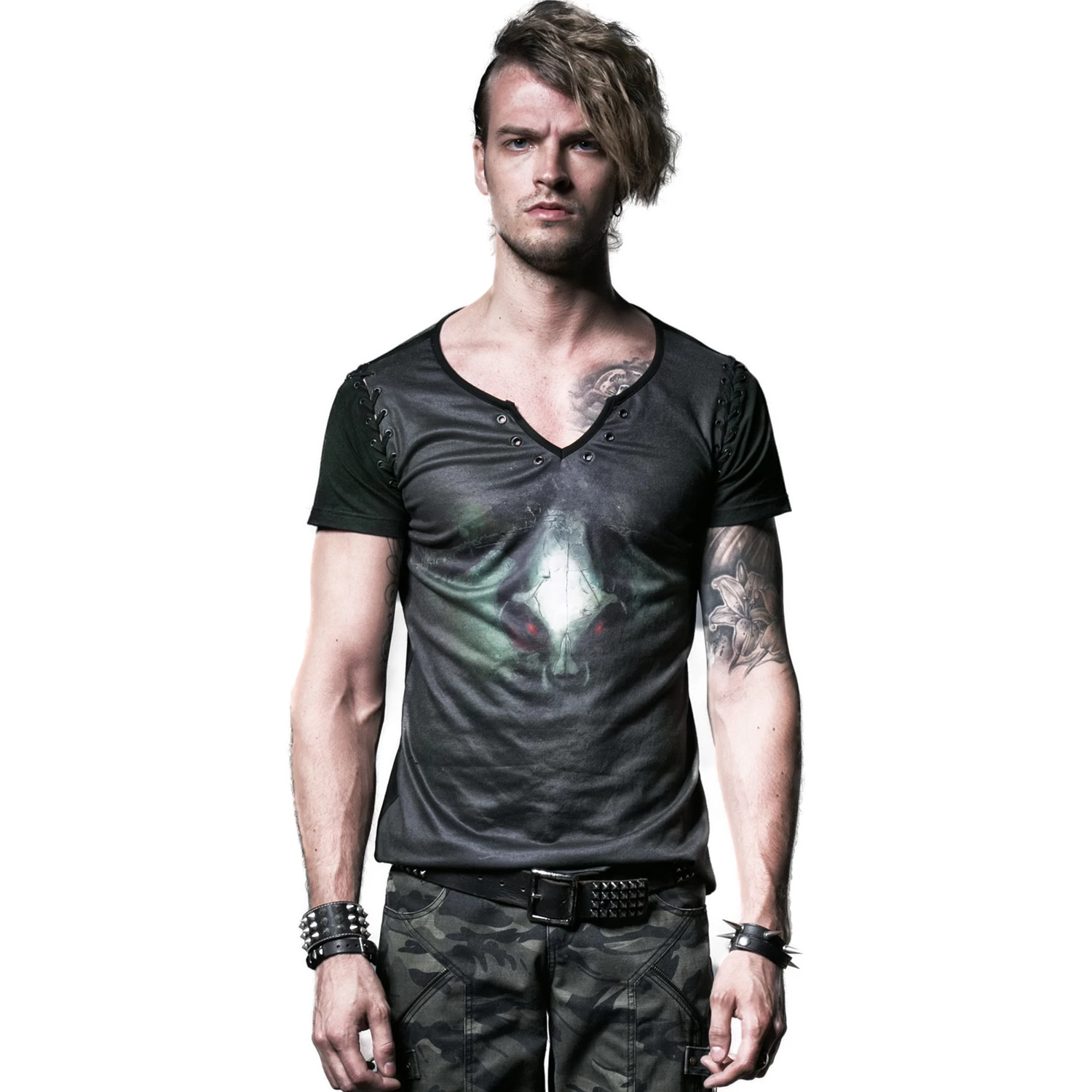 T-Shirt 'Evil Skull' Noir Et Vert 4 T-Shirt 'Evil Skull' Noir Et Vert – Image 2