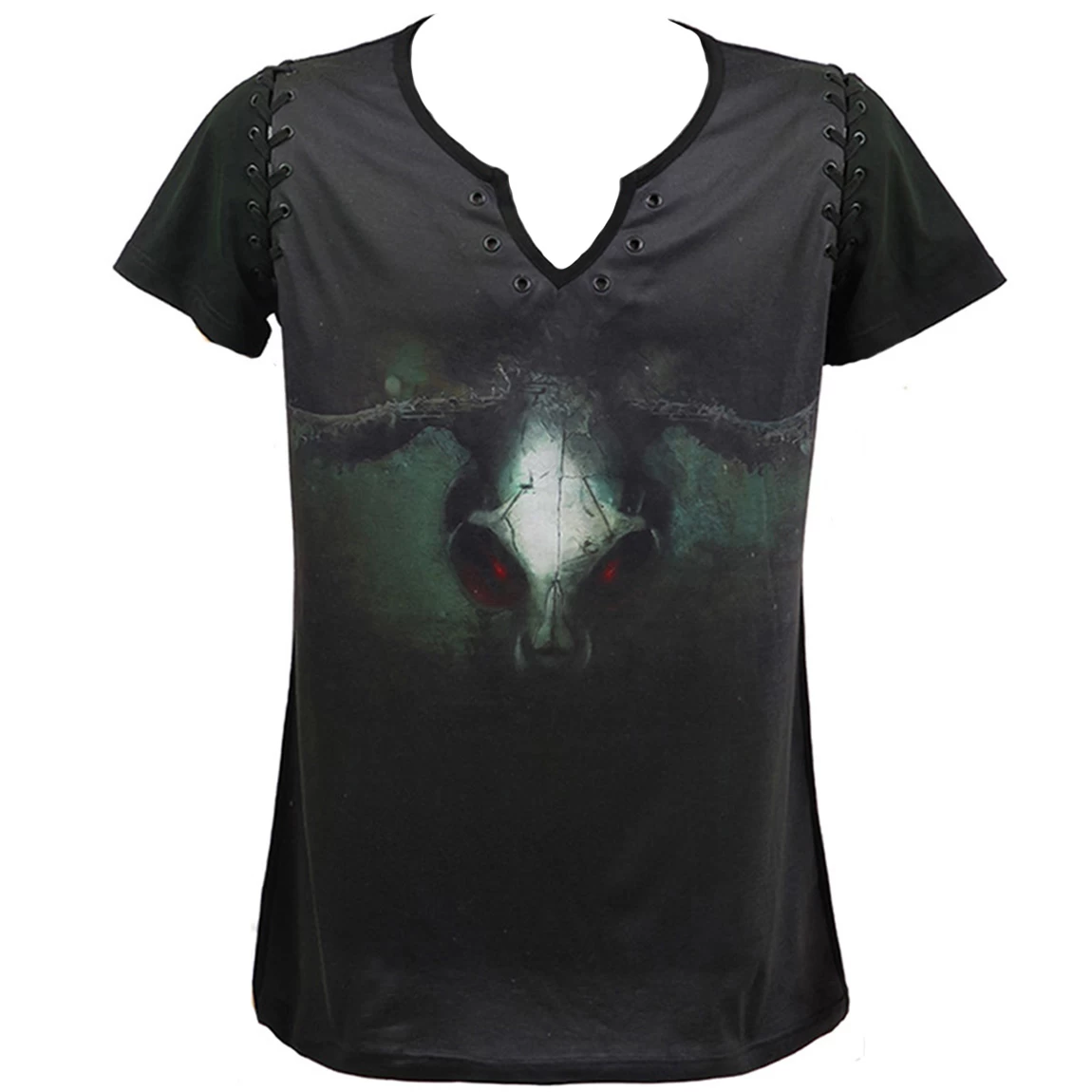 T-Shirt 'Evil Skull' Noir Et Vert 3 T-Shirt 'Evil Skull' Noir Et Vert