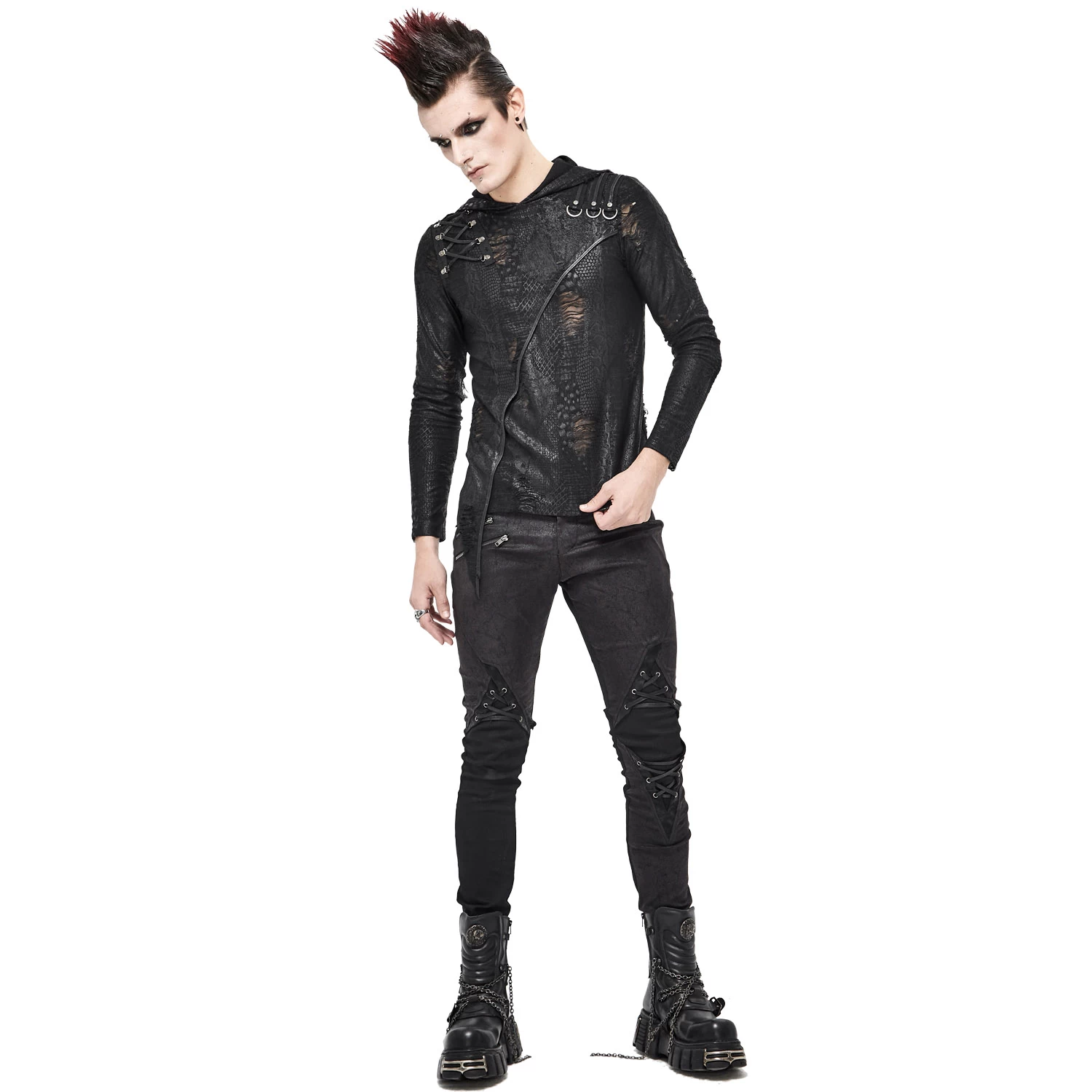 T-Shirt Manches Longues 'Diablo Shabby' à Capuche Noir 8 T-Shirt Manches Longues 'Diablo Shabby' à Capuche Noir – Image 6