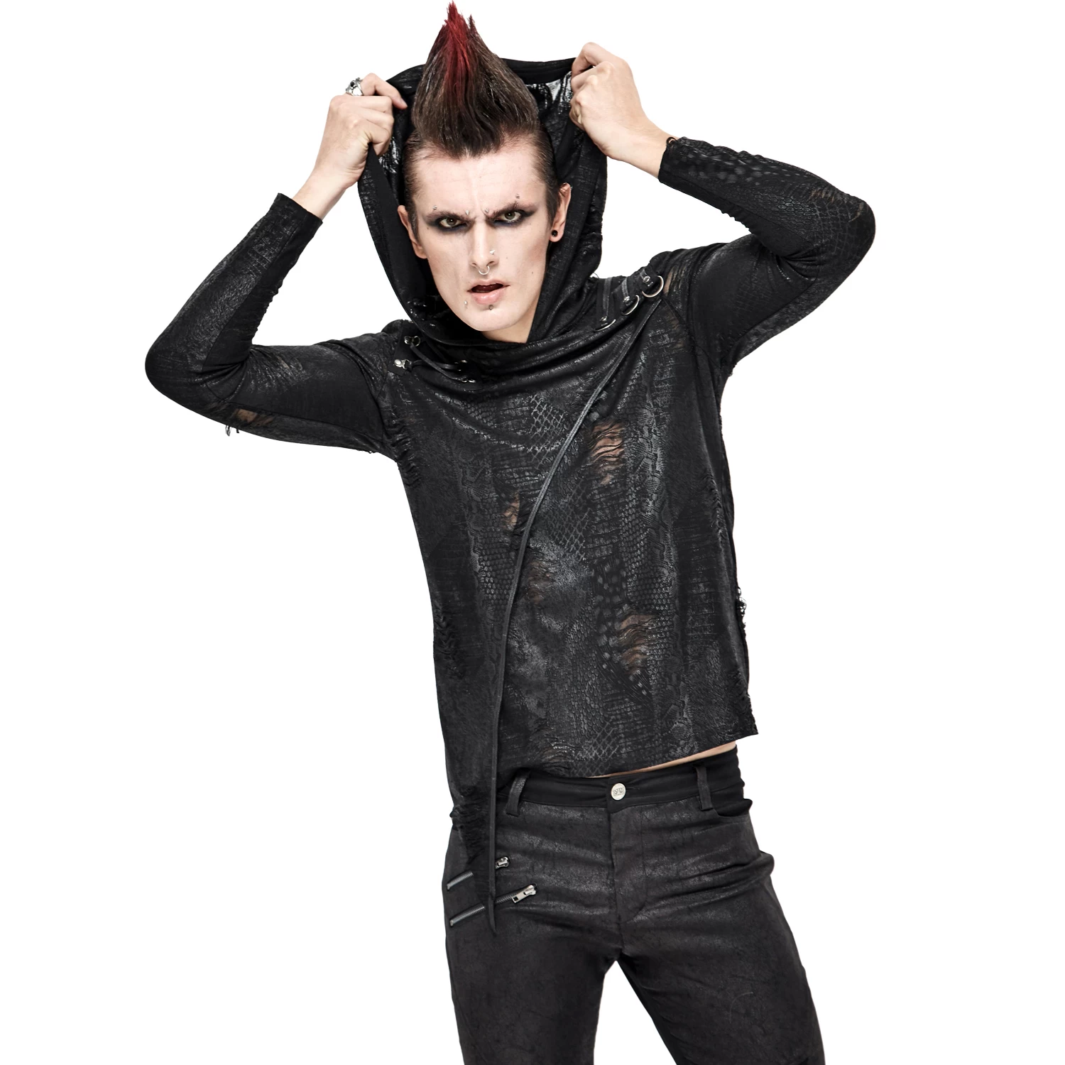 T-Shirt Manches Longues 'Diablo Shabby' à Capuche Noir 10 T-Shirt Manches Longues 'Diablo Shabby' à Capuche Noir – Image 8