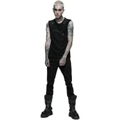 T-Shirt Pour Hommes 'Punk Mesh' Noir -Magasin De Mode t shirt pour hommes punk mesh noir 4