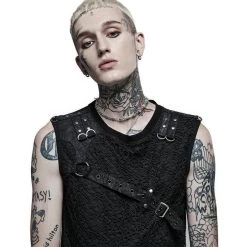 T-Shirt Pour Hommes 'Punk Mesh' Noir -Magasin De Mode t shirt pour hommes punk mesh noir 5