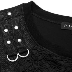 T-Shirt Pour Hommes 'Punk Mesh' Noir -Magasin De Mode t shirt pour hommes punk mesh noir 9