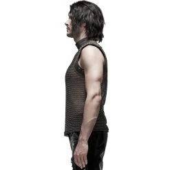 T-Shirt Sans Manches 'Burning Man' En Résille Marron -Magasin De Mode t shirt sans manches burning man en resille marron 3