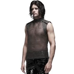 T-Shirt Sans Manches 'Burning Man' En Résille Marron -Magasin De Mode t shirt sans manches burning man en resille marron 4