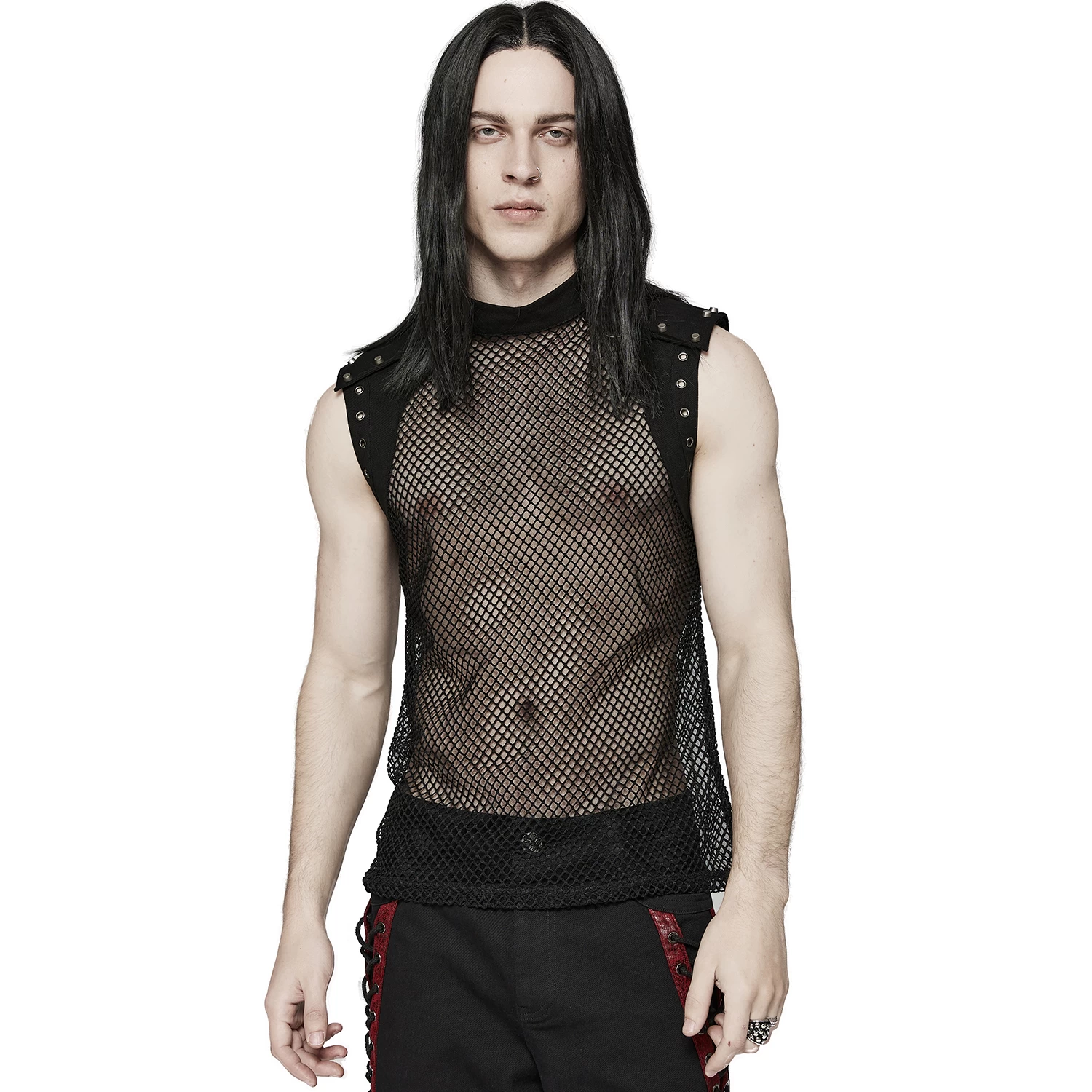 T-Shirt Sans Manches 'Burning Man' En Résille Noire 4 T-Shirt Sans Manches 'Burning Man' En Résille Noire – Image 2