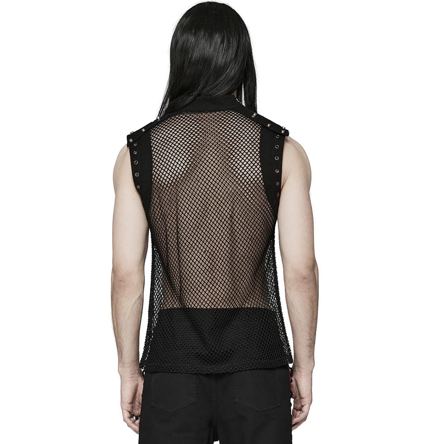 T-Shirt Sans Manches 'Burning Man' En Résille Noire 5 T-Shirt Sans Manches 'Burning Man' En Résille Noire – Image 3