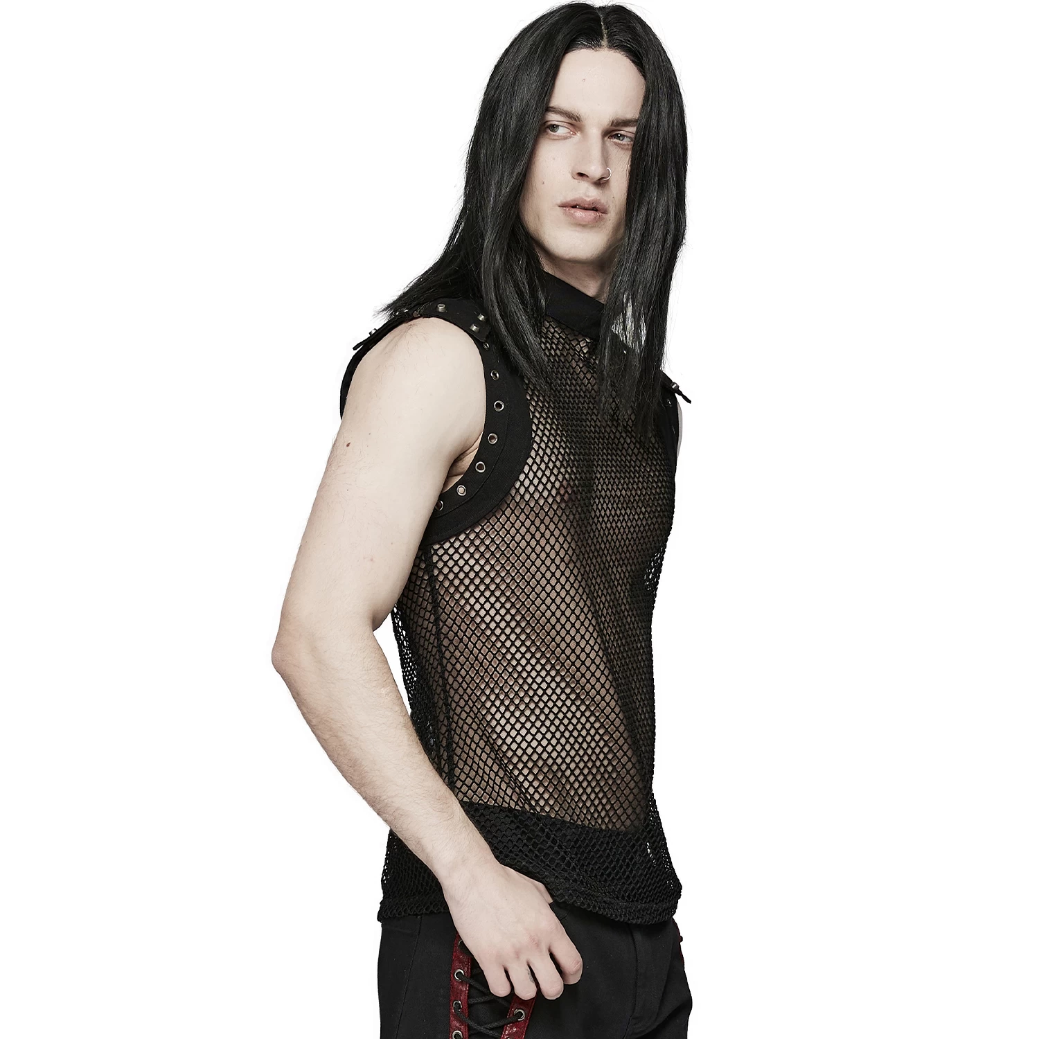 T-Shirt Sans Manches 'Burning Man' En Résille Noire 6 T-Shirt Sans Manches 'Burning Man' En Résille Noire – Image 4