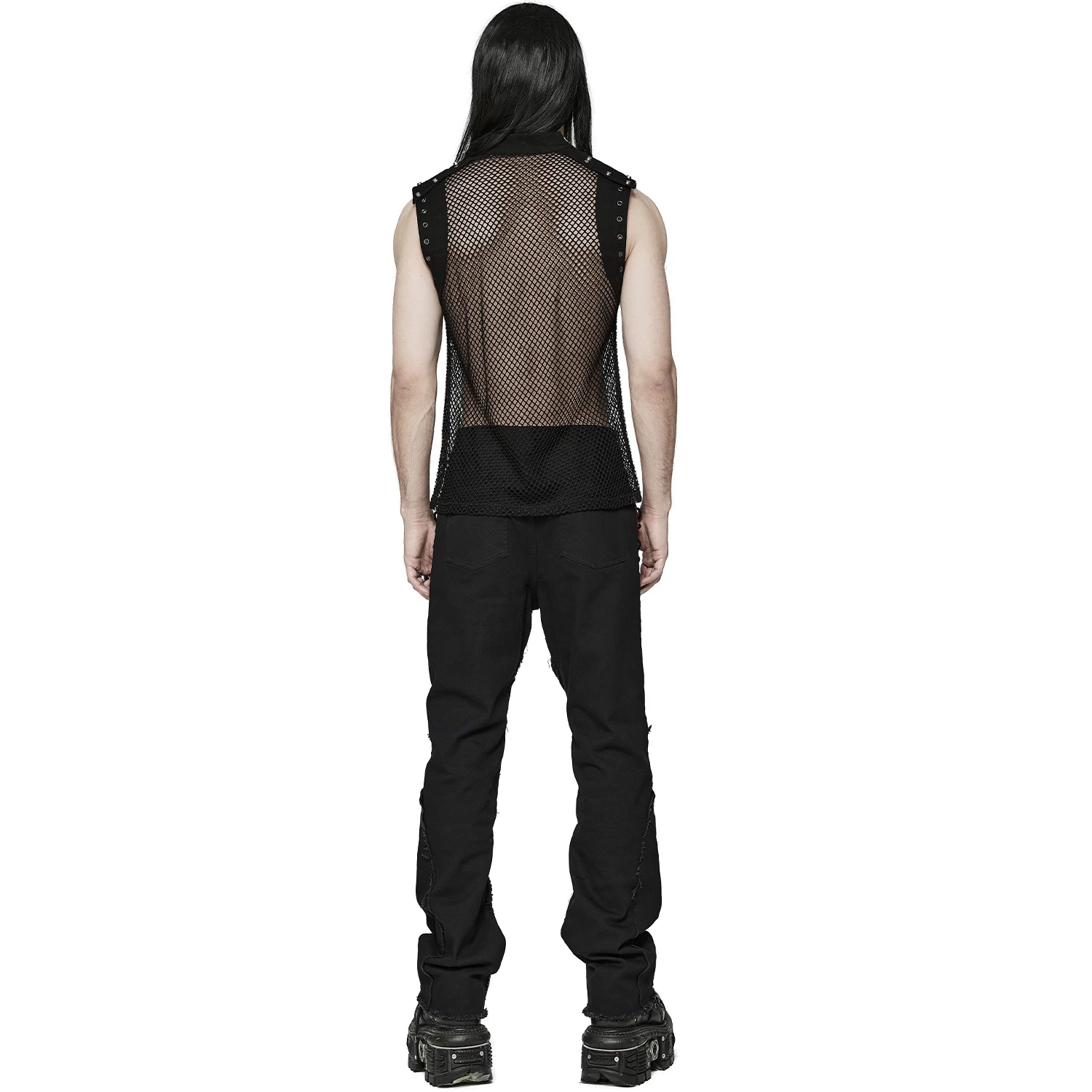 T-Shirt Sans Manches 'Burning Man' En Résille Noire 8 T-Shirt Sans Manches 'Burning Man' En Résille Noire – Image 6