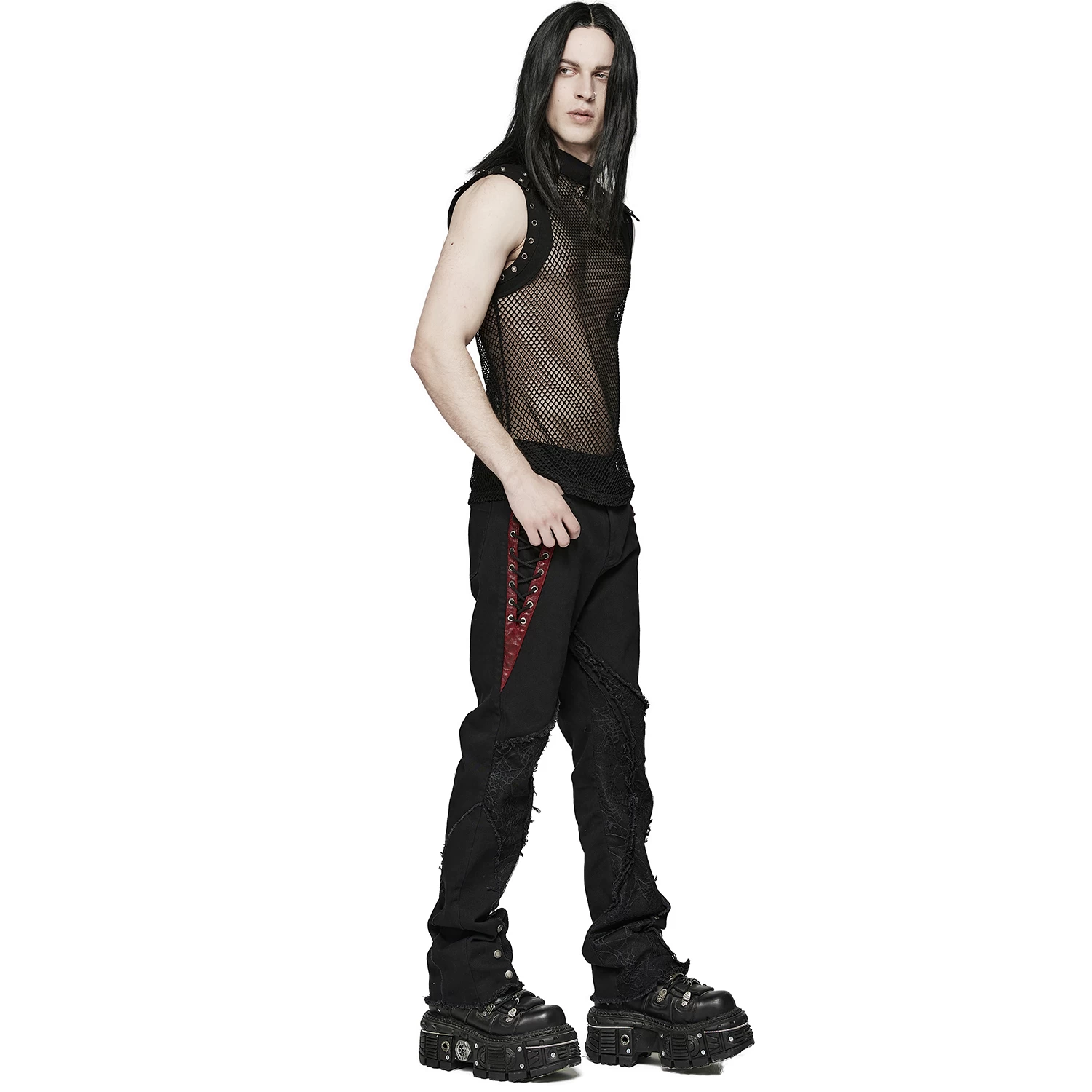 T-Shirt Sans Manches 'Burning Man' En Résille Noire 10 T-Shirt Sans Manches 'Burning Man' En Résille Noire – Image 8